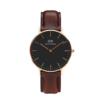 Montre à quartz en cuir Classic Bristol - Marron et doré rose - 02 - 33646414