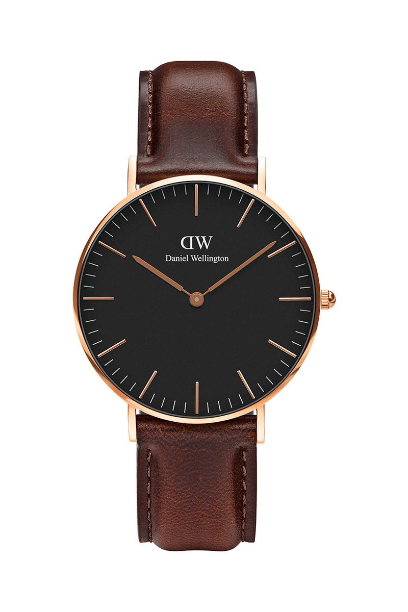 Montre à quartz en cuir Classic Bristol - Marron et doré rose - 02 - 33646414