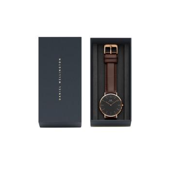 Montre à quartz en cuir Classic Bristol - Marron et doré rose - 02 - 33646414