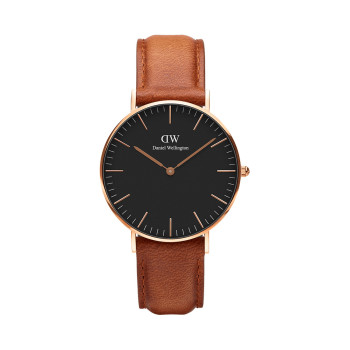 Montre à quartz en cuir et plaqué or rose Classic Duham - 02 - 33646415