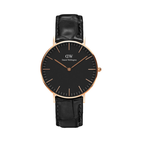 Montre à quartz en cuir et plaqué or rose Classic Reading - 02 - 33646416