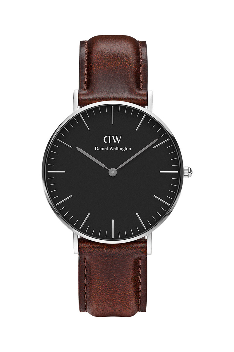 Montre à quartz en cuir Classic Bristol - Marron et argenté - 02 - 33646417