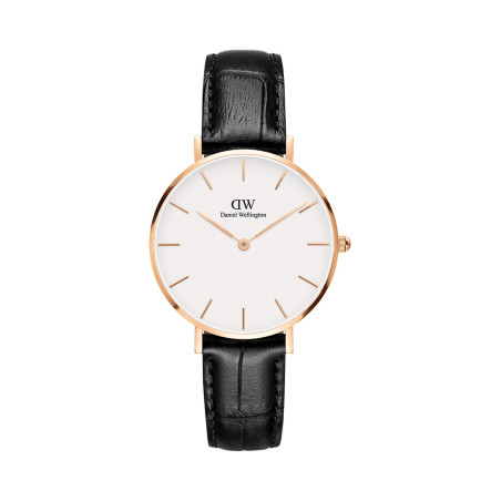 Montre à quartz en cuir et plaqué or rose Petite Reading - 02 - 33646421