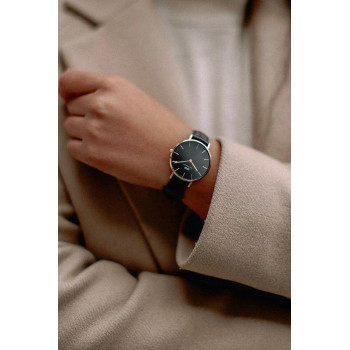 Montre à quartz en cuir Petite Sheffield - Noir et argenté - 02 - 33646423