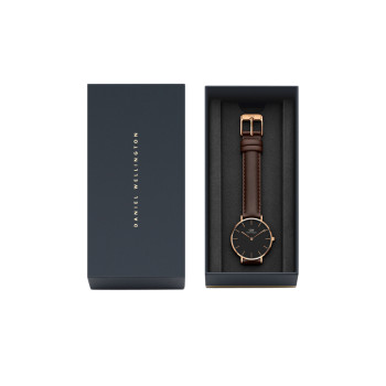 Montre à quartz en cuir Petite Bristol - Marron et doré rose - 02 - 33646431