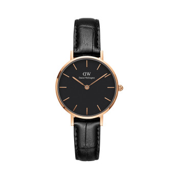 Montre à quartz en cuir et plaqué or rose Petite Reading - 02 - 33646432