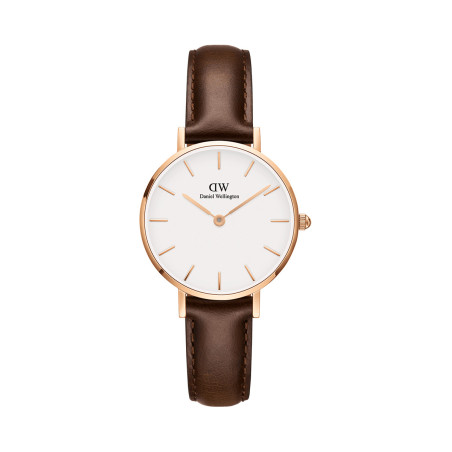 Montre à quartz en cuir et plaqué or rose Petite Bristol - 02 - 33646433