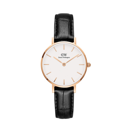 Montre à quartz en cuir et plaqué or rose Petite Reading - 02 - 33646434