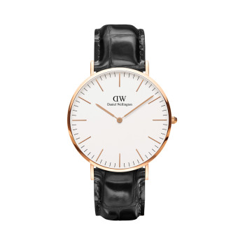 Montre à quartz en cuir et plaqué or rose Classic Reading - 02 - 33646435