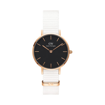 Montre à quartz en nylon et plaqué or rose Petite Dover - 02 - 33646457