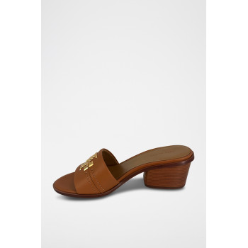 Mules à talon en cuir - Marron - 02 - 33569259