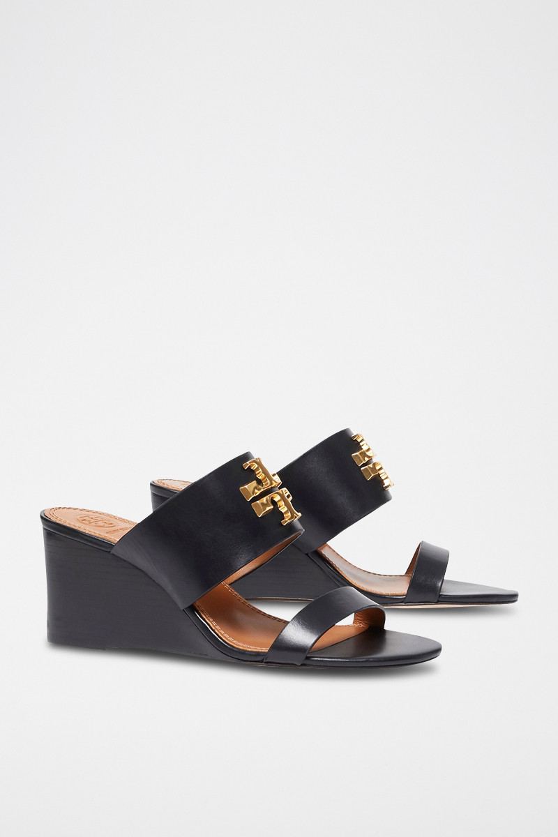 Mules compensées en cuir - Noir - 02 - 33569261