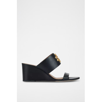 Mules compensées en cuir - Noir - 02 - 33569261