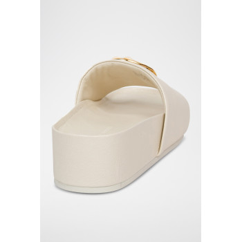 Mules plateformes en cuir - Blanc - 02 - 33569263