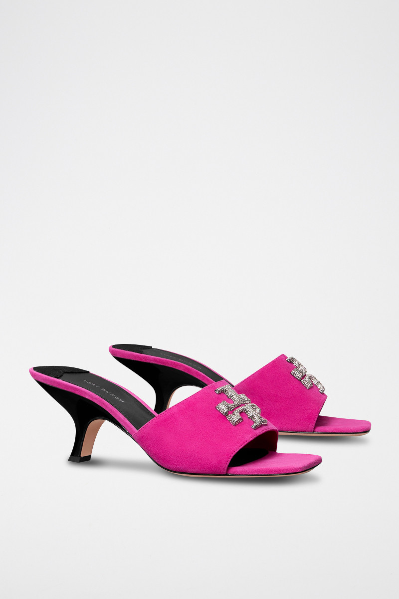 Mules à talons en nubuck - Fuchsia - 02 - 33569264