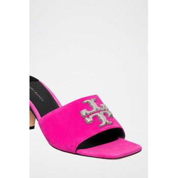 Mules à talons en nubuck - Fuchsia - 02 - 33569264