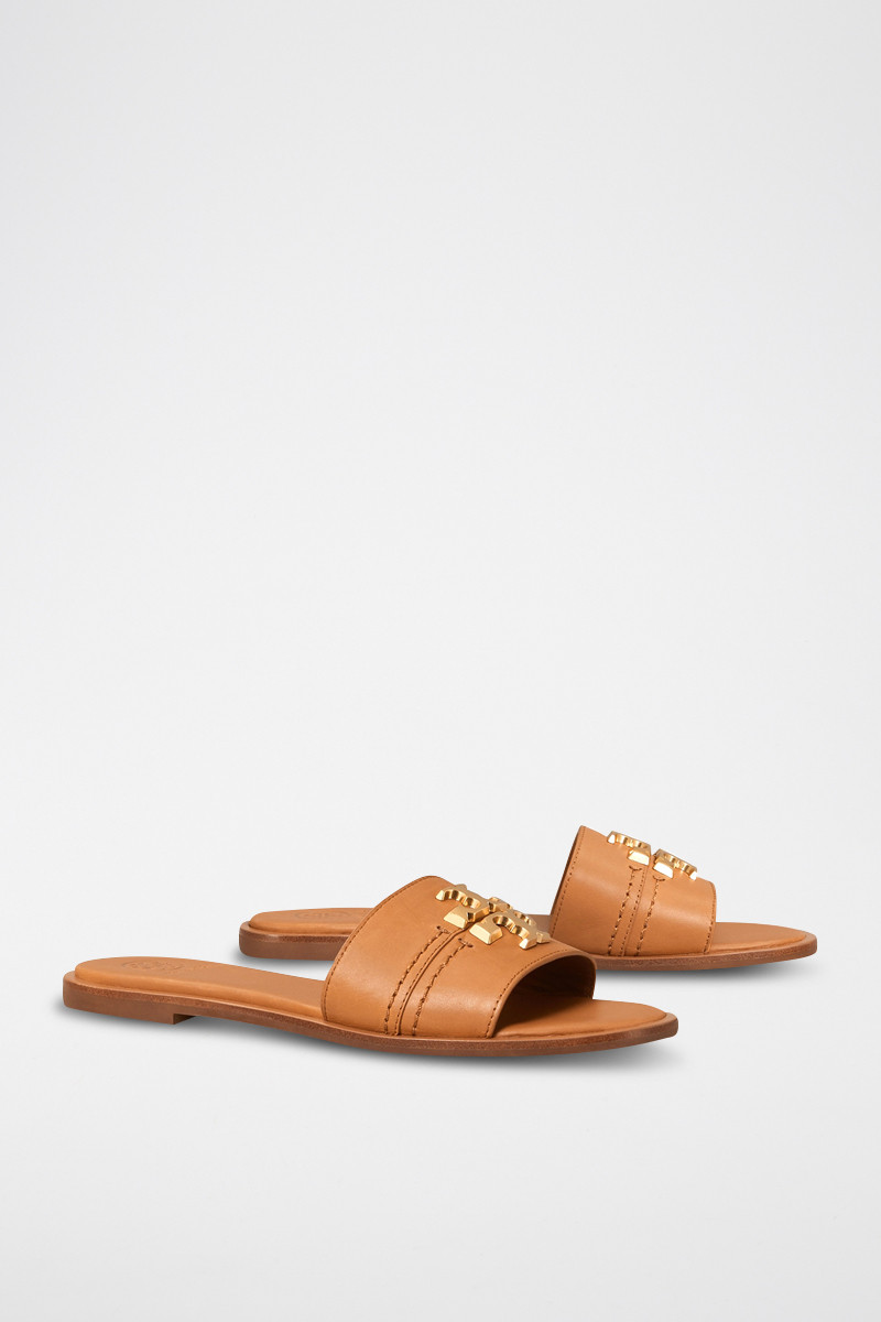 Mules en cuir - Camel - 02 - 33569265