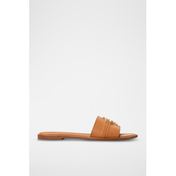 Mules en cuir - Camel - 02 - 33569265