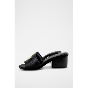 Mules à talon en cuir - Noir - 02 - 33569269