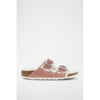 Mules fourrées en nubuck Arizona - Rose - 02 - 33593461