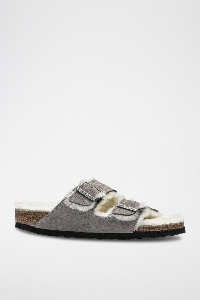 Mules fourrées en nubuck Arizona -  Gris - 02 - 33593456