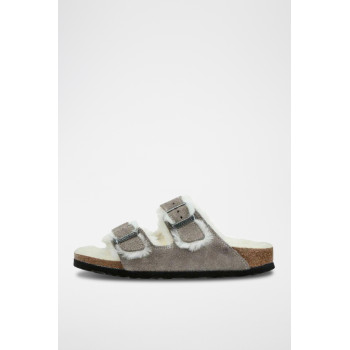 Mules fourrées en nubuck Arizona -  Gris - 02 - 33593456