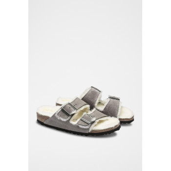 Mules fourrées en nubuck Arizona -  Gris - 02 - 33593456