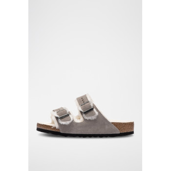 Mules fourrées en nubuck Arizona - Gris - 02 - 33593463