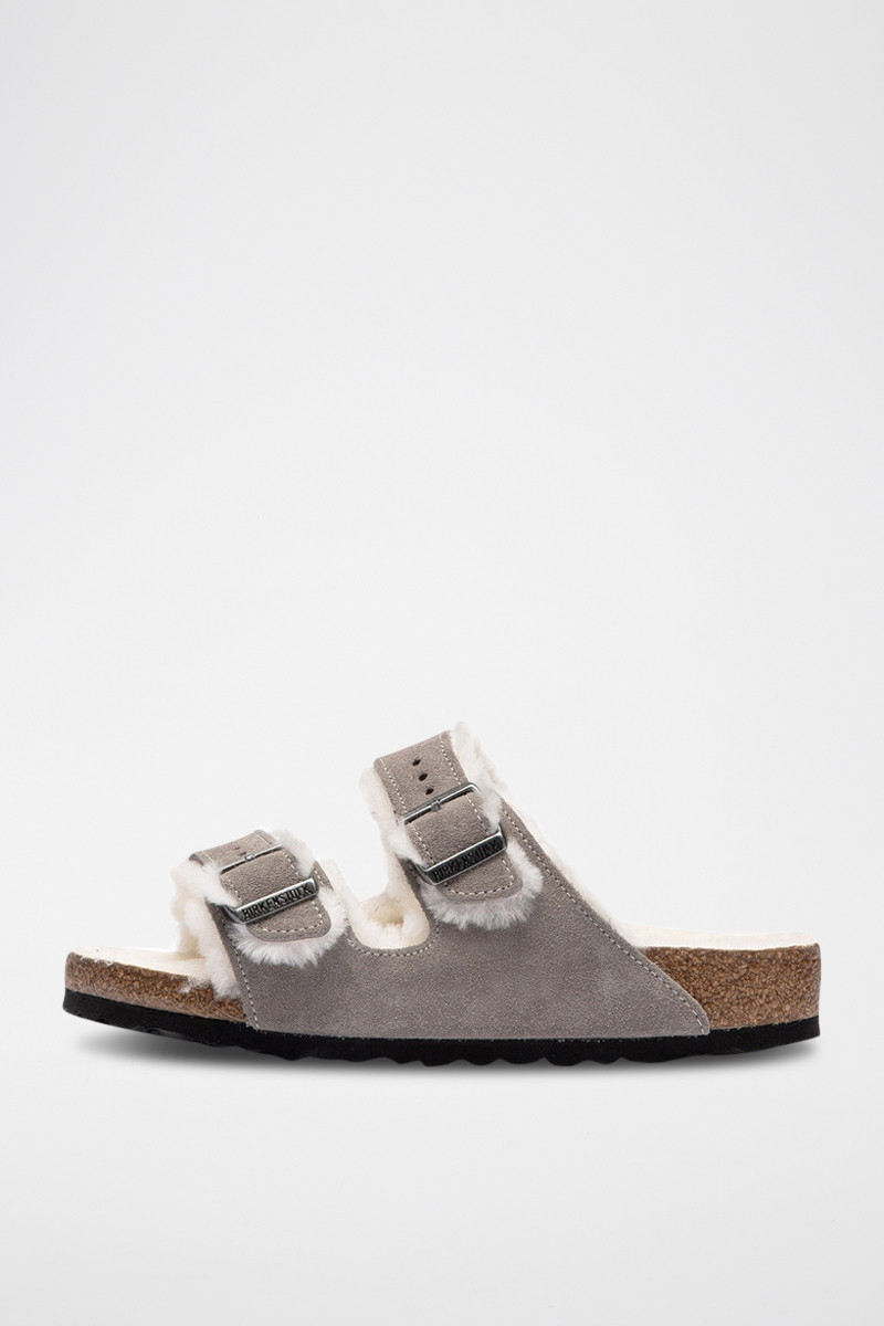 Mules fourrées en nubuck Arizona - Gris - 02 - 33593463