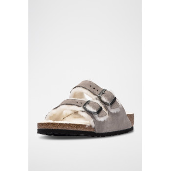 Mules fourrées en nubuck Arizona - Gris - 02 - 33593463