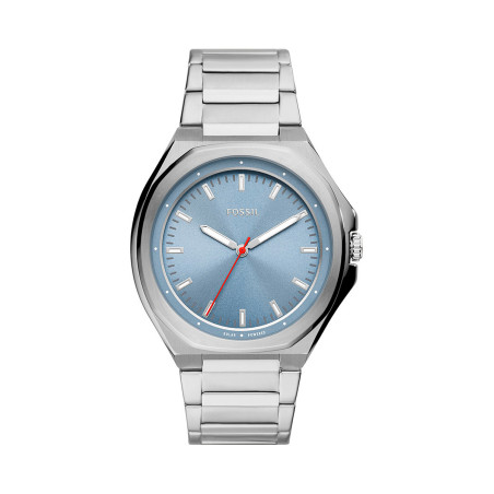 Montre solaire en acier Evanston - Argenté et bleu - 02 - 32826944