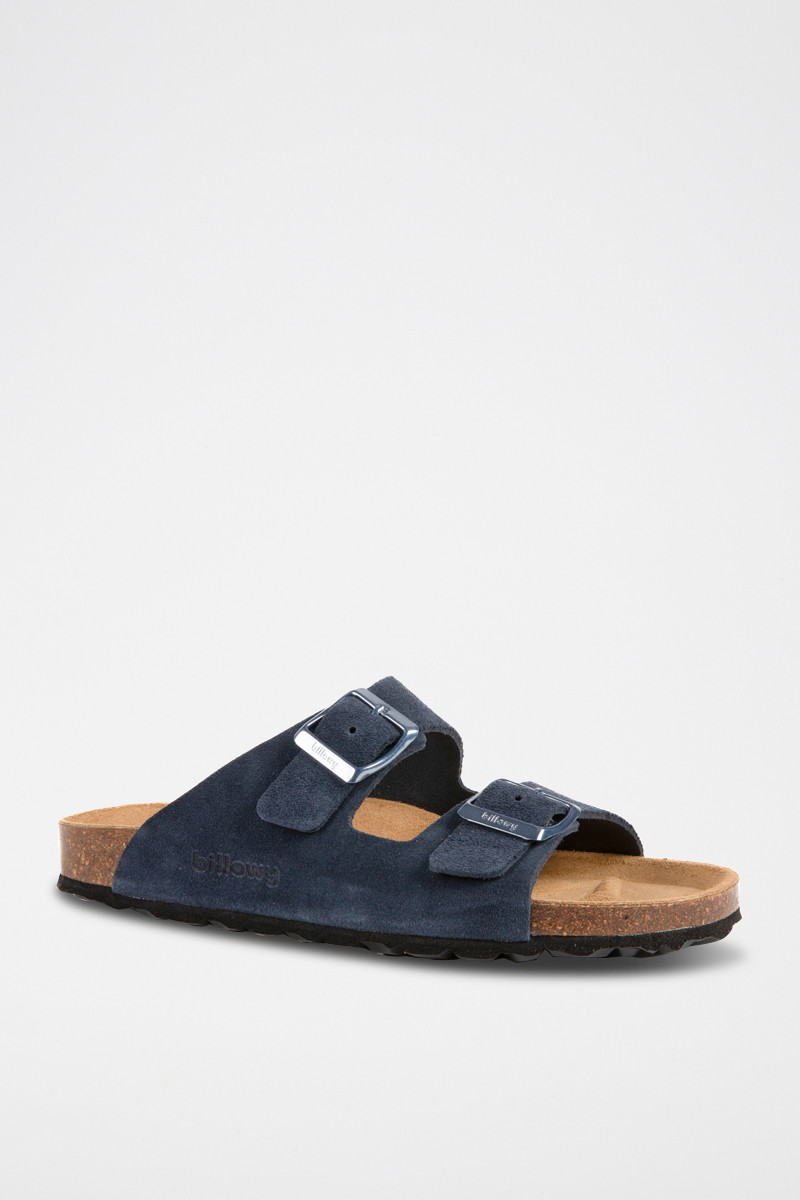 Mules en nubuck - Bleu foncé - 02 - 33727365