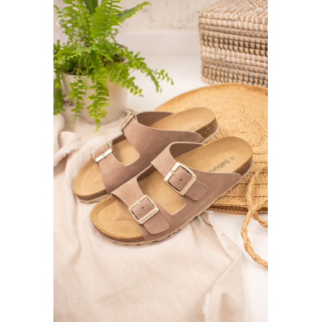 Mules en nubuck - Taupe - 02 - 33727442