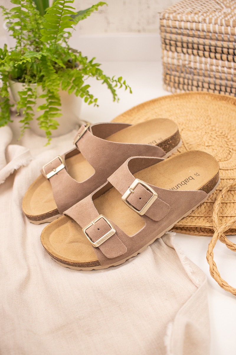 Mules en nubuck - Taupe - 02 - 33727442