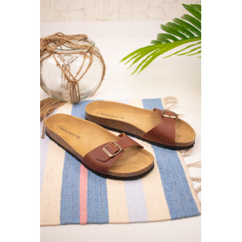 Mules en cuir Kloe - Camel - 02 - 33727430