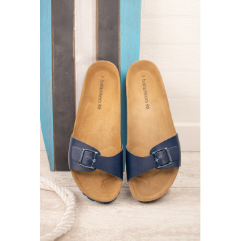 Mules en cuir - Bleu marine - 02 - 33727443