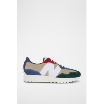 Sneakers en nubuck 327 - Beige et vert - 02 - 33571594