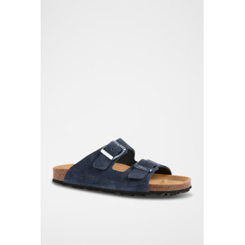 Mules en nubuck - Bleu foncé - 02 - 33724192