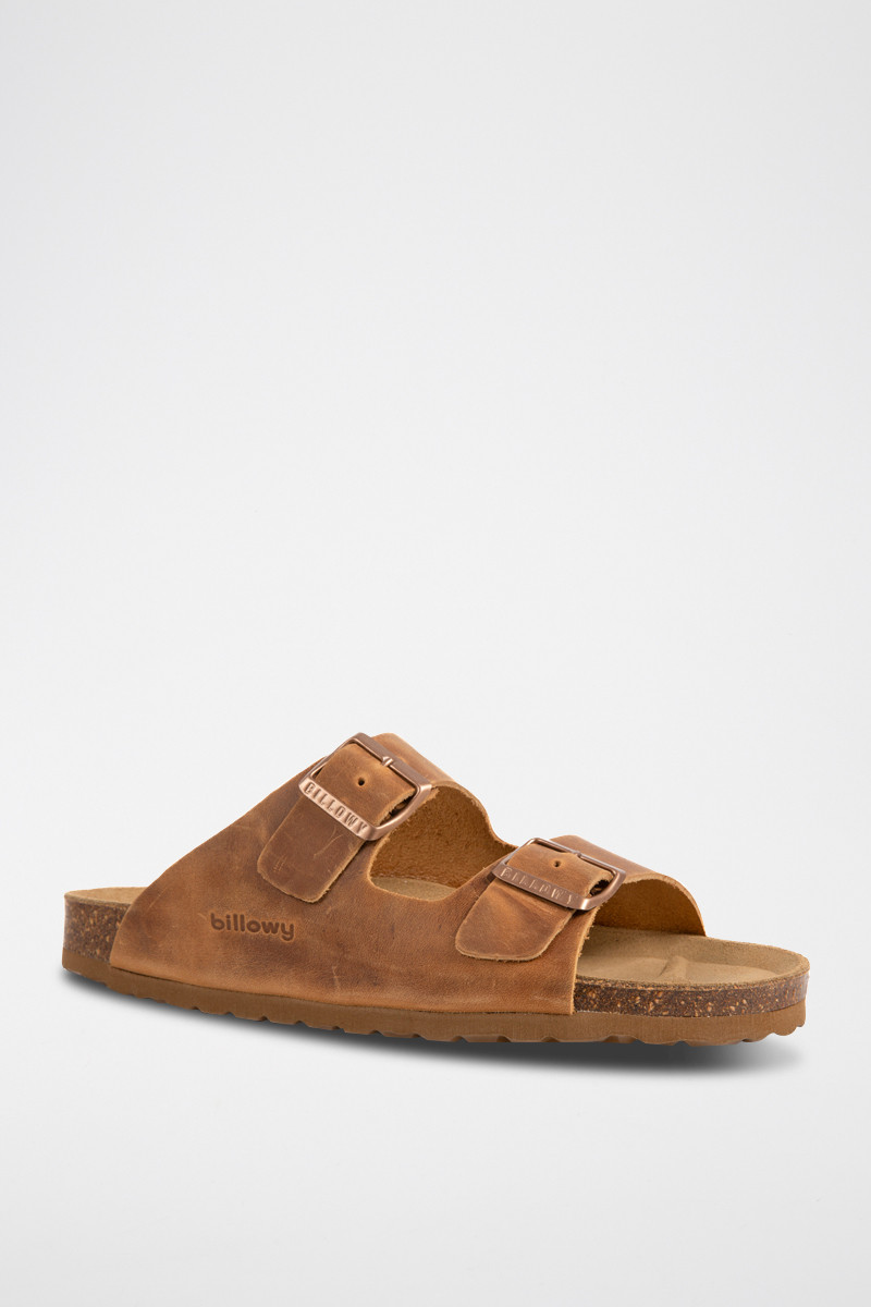 Mules en cuir - Camel - 02 - 33724215