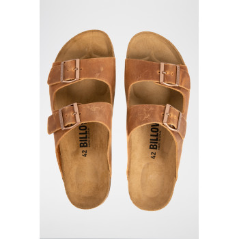 Mules en cuir - Camel - 02 - 33724215