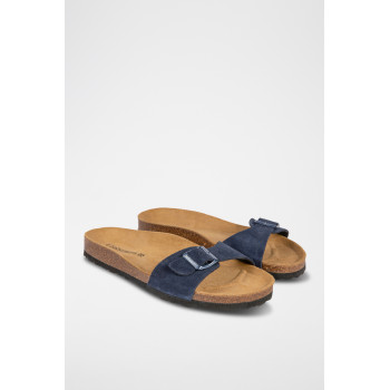 Mules en nubuck - Bleu marine - 02 - 33724288