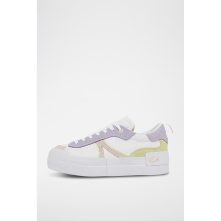 Baskets plateformes en nubuck L004 - Blanc et mauve - 02 - 33715211