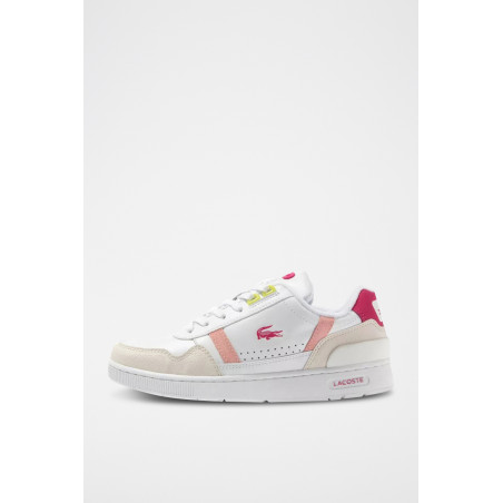 Baskets en cuir T-Clip 223 - Blanc et fuchsia - 02 - 33715212