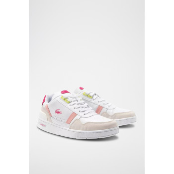 Baskets en cuir T-Clip 223 - Blanc et fuchsia - 02 - 33715212