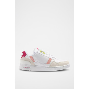 Baskets en cuir T-Clip 223 - Blanc et fuchsia - 02 - 33715212