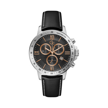 Montre à quartz en cuir - 
Chronographe et tachymètre - Noir - 02 - 33753962