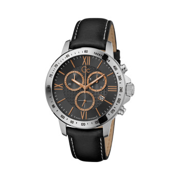 Montre à quartz en cuir - 
Chronographe et tachymètre - Noir - 02 - 33753962