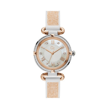 Montre à quartz en silicone - Blanc et doré rose - 02 - 33753989