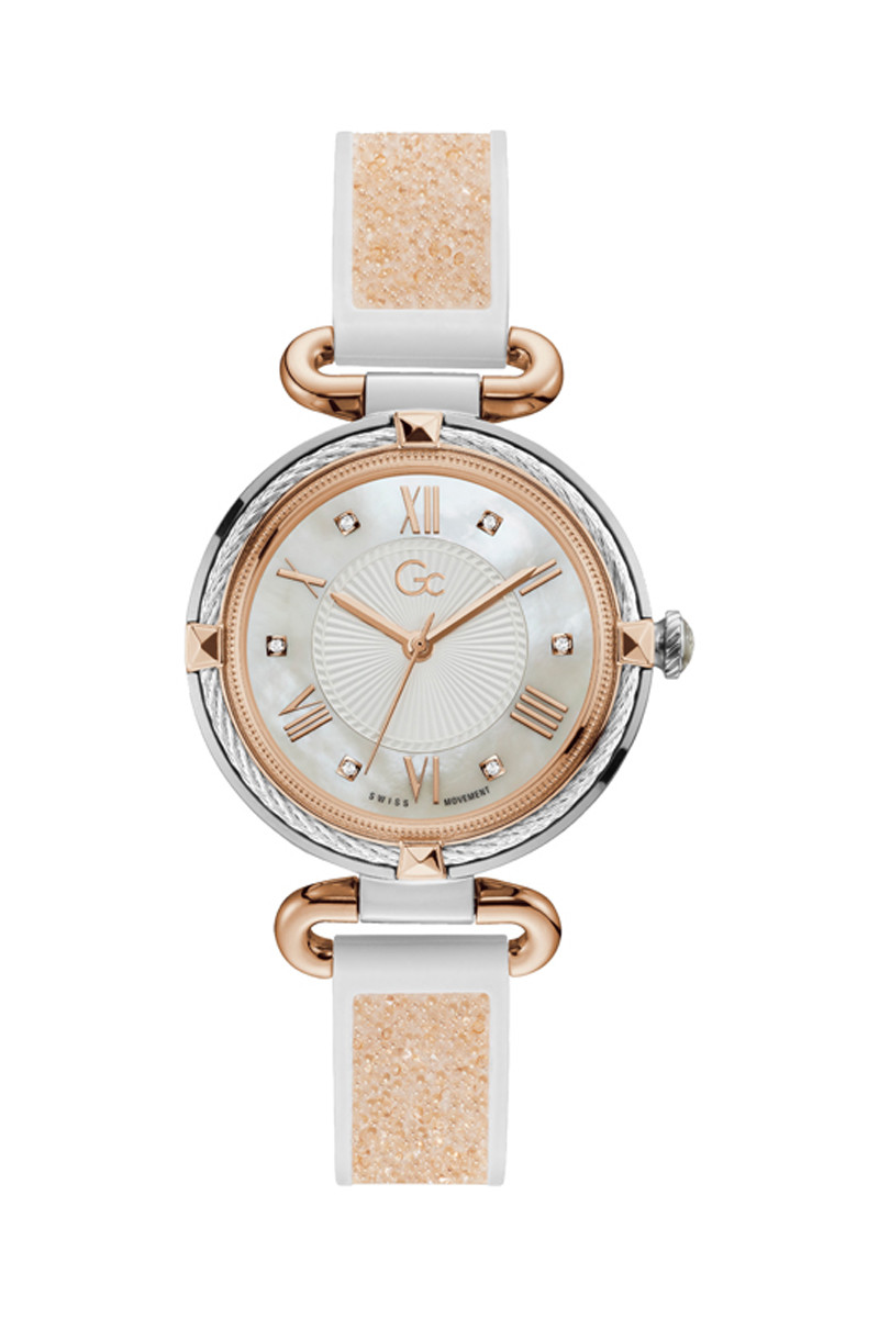 Montre à quartz en silicone - Blanc et doré rose - 02 - 33753989