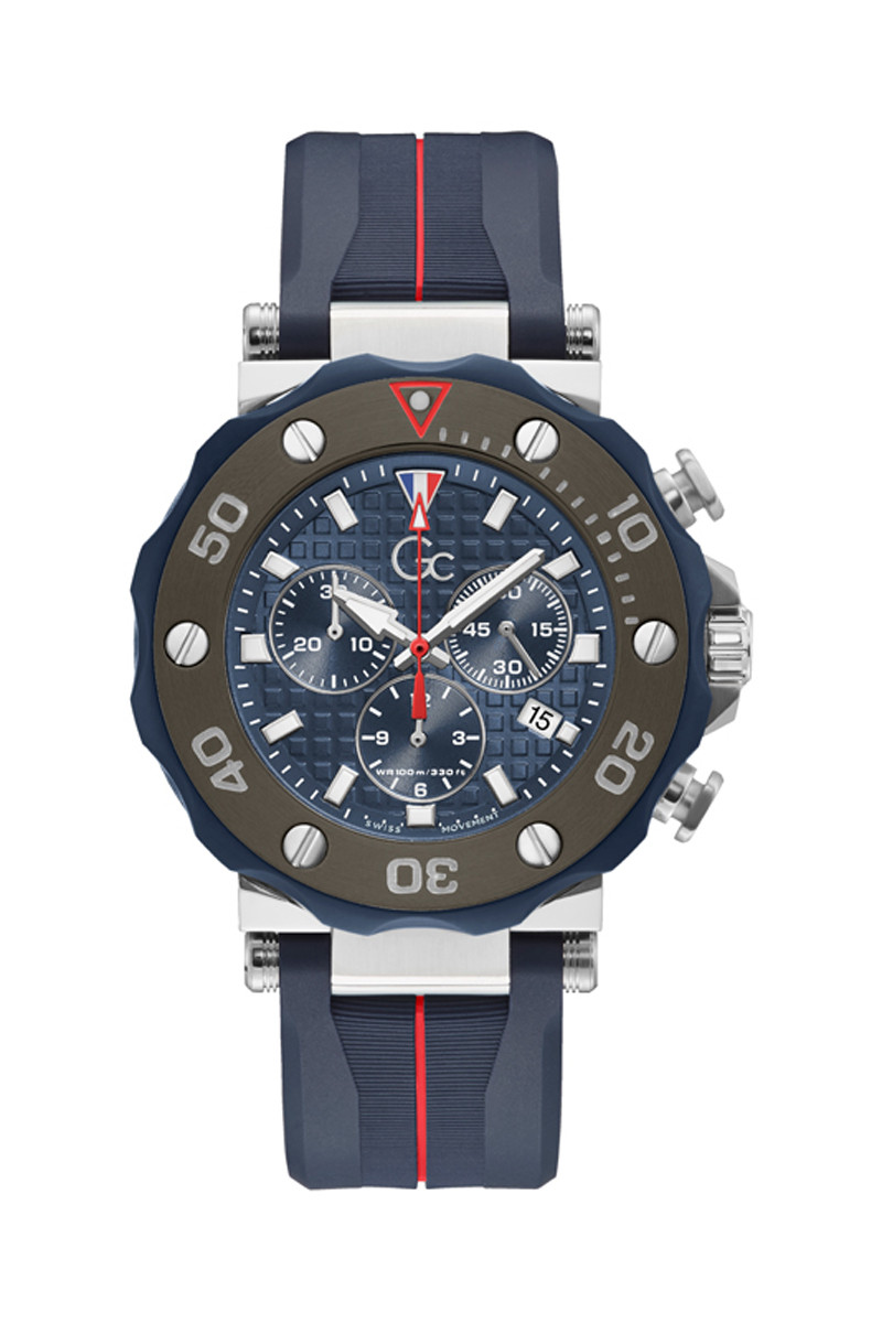 Montre à quartz en silicone - Chronographe - Bleu marine et rouge - 02 - 33754006